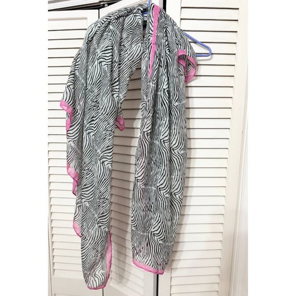 H&M large zebra pink edge scarf shall cover all oversized square - Picture 1 of 7